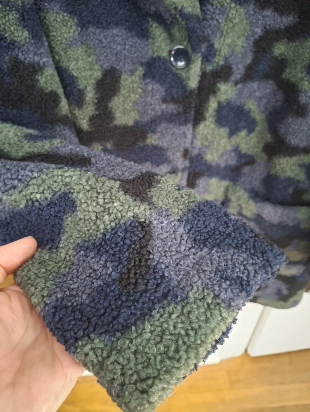 Susan Graver Plush Camo Green Blue Black Jacket Coat Women's 2XL 34in. - Picture 8 of 14